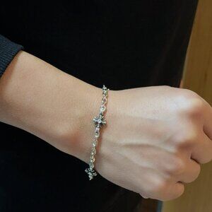 Chrome Hearts White Diamond Cross Flower Bracelet